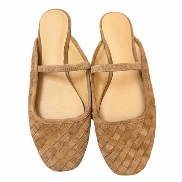 Madewell Shoes - Madewell The Greta Ballet Flat Mule Woven Suede Size 6.5 NV547 Tan Earthy Boho